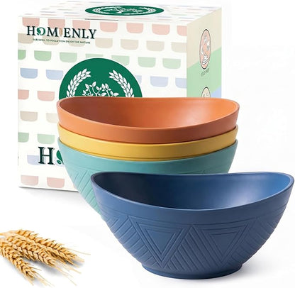 Wheat Straw Bowls Unbreakable Cereal Bowls 26 OZ Serving Bowls by HOMIENLY