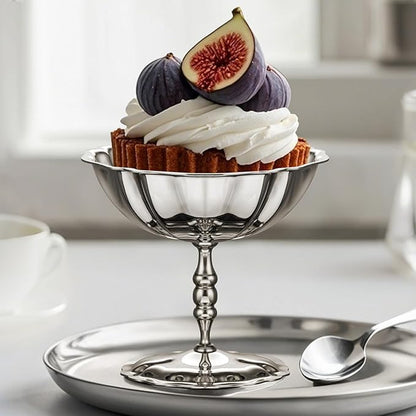 Ice Cream Bowls 4pcs – Elegant Stainless Steel Dessert Cups, Footed Bowl for Ice Cream, Trifle, and More – Perfect for Parties, Weddings, and Home Use