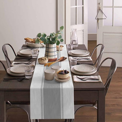 Farmhouse Grey Table Runners 108 inches Long, Stripes Linen Table Runner - Image 4