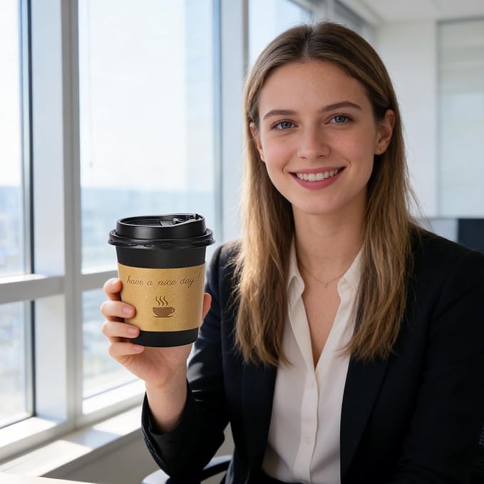 Lamosi 100 Pack 10 oz Coffee Cups, Disposable To Go Paper Cups - Image 4