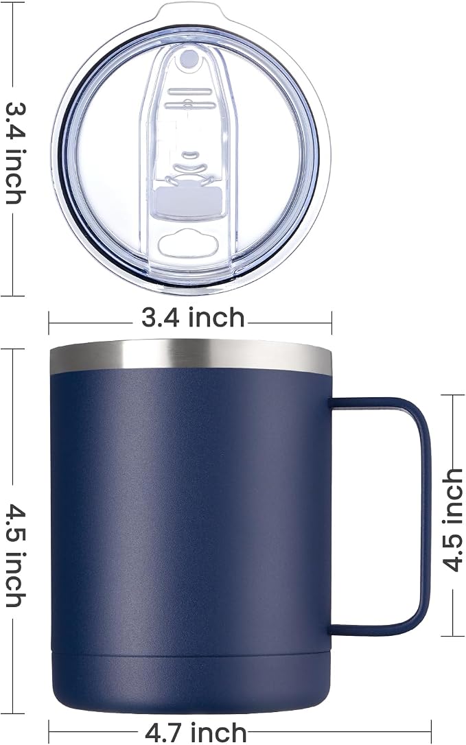 MEWAY 12oz Coffee Mug With Handle 4 Pack Bulk, Stainless Steel Insulated Travel - Image 4