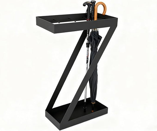 Modern Umbrella Stand with Drip Tray and Storage Shelf at The Entrance Foyer, Stylish Freestanding Umbrella Organizer, Indoor and Outdoor Umbrella Stand