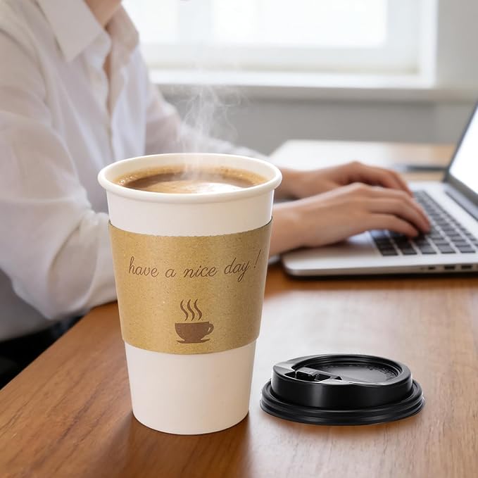 BYSNOW 16 oz 50 pack Disposable Coffee Cups - Image 6