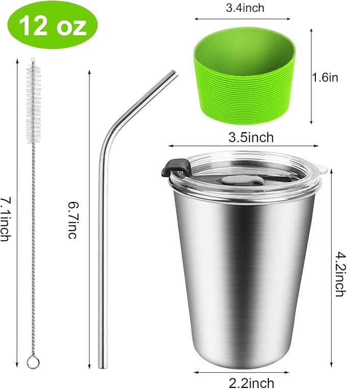 ShineMe Kids Stainless Steel Cups, Kids Metal Drinking Glasses - Image 2