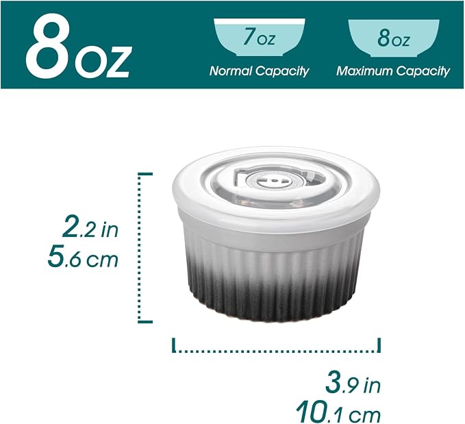 vancasso 8 oz Ramekins with Lid, Porcelain Creme Brulee Souffle Dishes - Image 2