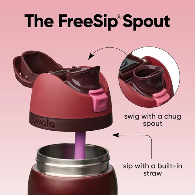 Owala FreeSip Stainless Steel Water Bottle 32 oz Black Cherry - Image 2