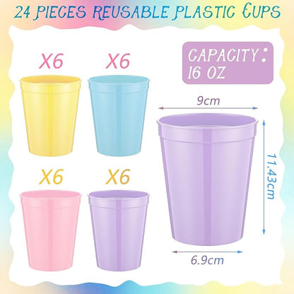 Yungyan 24 Pcs Reusable Plastic Cups 16 Oz Baby Shower Cups - Image 2
