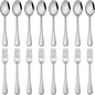 Salad Forks And Teaspoon,6.7 Inches Stainless Steel Dessert Spoons And Forks,Set Of 16 Dishwasher Safe Silverware Fork And Spoon For Home,Restaurant