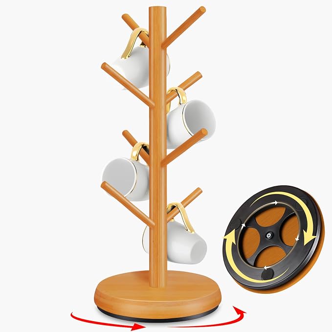 Mug Holder Tree, New Upgraded 360° Rotated 8 Hooks Coffee Cup Holder by ZYZWTG