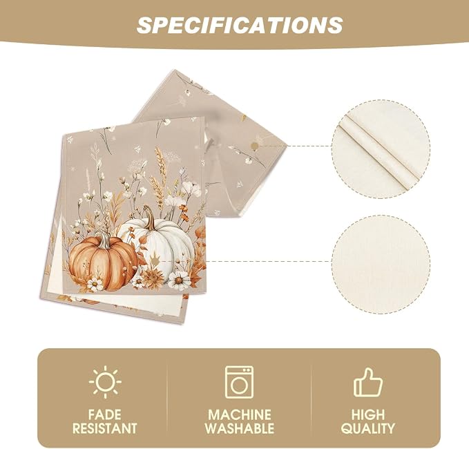 Artoid Mode 210 GSM Fall Table Runner 13x36 Inch Home Party Decor | Pumpkins - Image 5