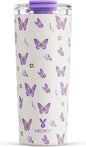 Meoky 24 oz Insulated Travel Coffee Mug: Leak Proof Lid, Butterfly | Stainless by MEOKY