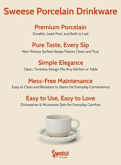 Sweese Porcelain Cappuccino Cups Set - 8 oz Stackable Coffee Mugs - Image 7