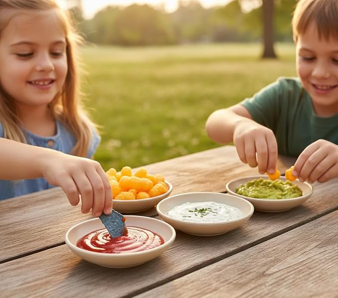 4 Inch Wheat Straw Plates 8 Pieces, Lightweight and Unbreakable Dipping Bowls - Image 5