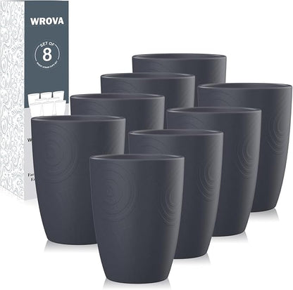 Wrova Wheat Straw Cups 8 PCS Good Alternative to Plastic Reusable Cups 12 oz by WROVA
