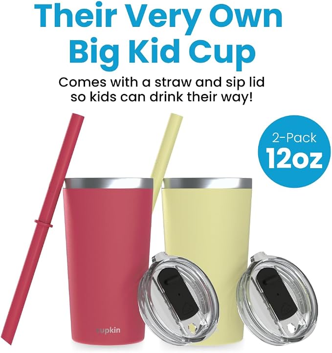 CUPKIN Toddler Tumblers, The Original 12 oz Stackable Stainless Steel Cups - Image 2