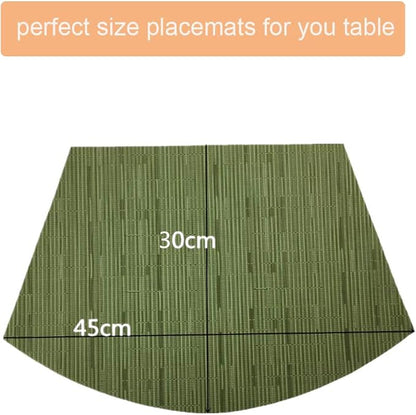 Red-A Woven Vinyl Placemats for Dining Table Durable Heat Resistant Washable Placemats for Round Table,Placemats Set of 4,Green