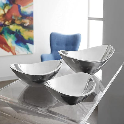 nambe Butterfly Bowl Grande | For Hot and Cold Foods, Salads, Fruit | Made of Metal Alloy | Oven and Freezer Safe Serving Bowl for Entertaining, Decorative Centerpiece for Kitchen | Silver, 16-Inch