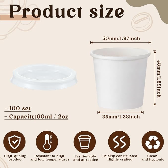 100 Sets 2 oz Disposable Espresso Cup - Image 2