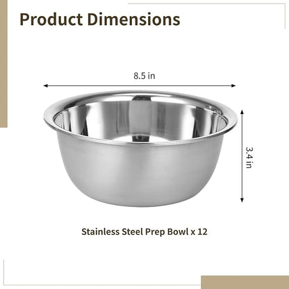 12pc Stainless Prep Bowls, Stackable Dishwasher Safe Kitchen Mixing Bowls | - Image 4