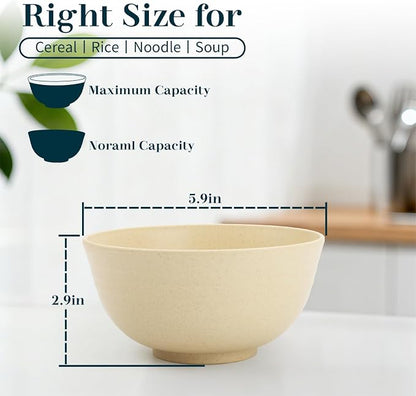 Wheat Straw Bowls Set of 8, Unbreakable Cereal Bowl 26 OZ, Microwave and - Image 2
