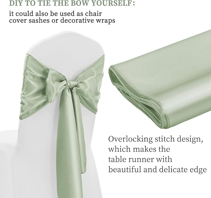 12 Pack Sage Green Satin Table Runner 12 x 108 Inch Long Premium Table Runners - Image 3