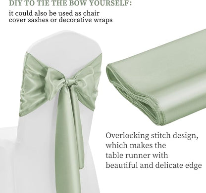 12 Pack Sage Green Satin Table Runner 12 x 108 Inch Long Premium Table Runners - Image 3