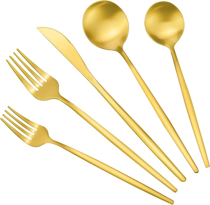 Gold Silverware Set, Stainless Steel Flatware Set by ROMAWARE