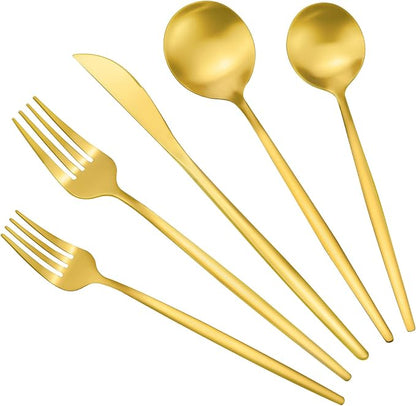 Gold Silverware Set, Stainless Steel Flatware Set by ROMAWARE