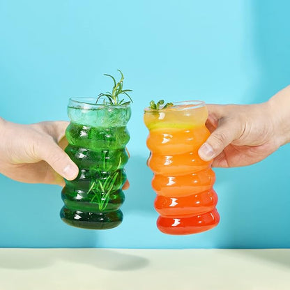 ALINK Ribbed Drinking Glass Cups - Image 6