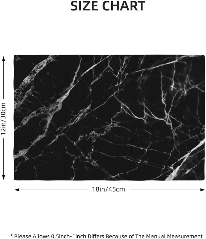 Fiokroo Black with White Marble Placemats Set of 6 Table Mats Table Tableware - Image 2