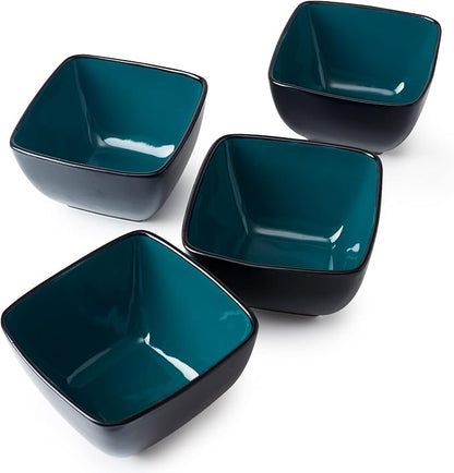 AmorArc 32oz Square Cereal Soup Bowls, Stoneware Bowls Set of 4 by AmorArc
