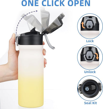 BJPKPK 18 oz Water Bottle with Straw & Handle, Insulated Stainless Flask | Leak - Image 3