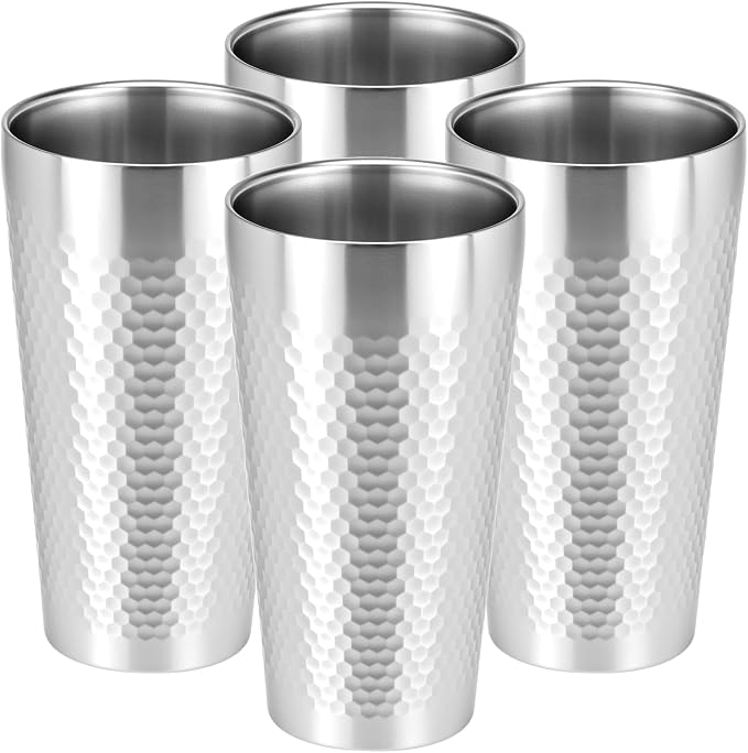 QWORK Stainless Steel Insulated Tumblers, 19 oz 4 Pack Stackable Water Tumblers by QWORK