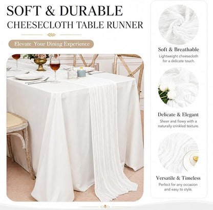 12 Pack White Cheesecloth Table Runner 17x108 Inch Boho Rustic Semi Sheer Gauze - Image 4