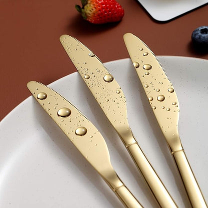 Berglander Gold Dinner Knives Set Of 12, Titanium Shiny Gold Plating Stainless - Image 8