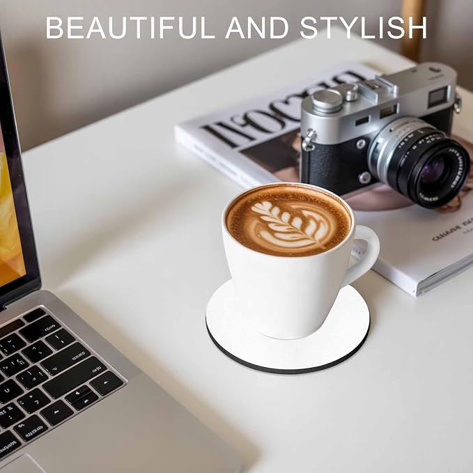 White Coasters Set of 2, Modern Minimalist Pure Soild Color Soft Absorbent - Image 7