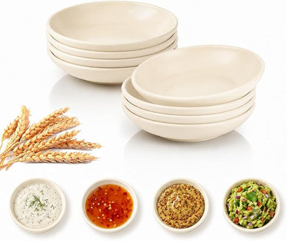 PYRMONT 2 Oz Soy Sauce Dish 8 Pcs Mini Bowls Wheat Straw Unbreakable Bowls by PYRMONT