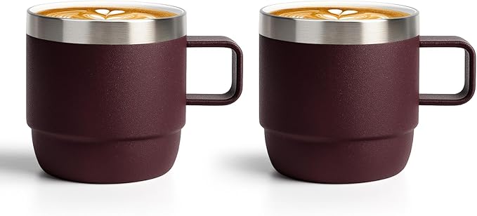 Zenbo 6 oz Espresso Mug with Handle, Ceramic-Lined 18/8 Stainless Steel | by Zenbo