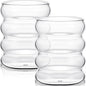 Cunhill 2 Pcs Wave Glass Cup 10 oz Ribbed Bubble Drinking Glassware Creative by Cunhill