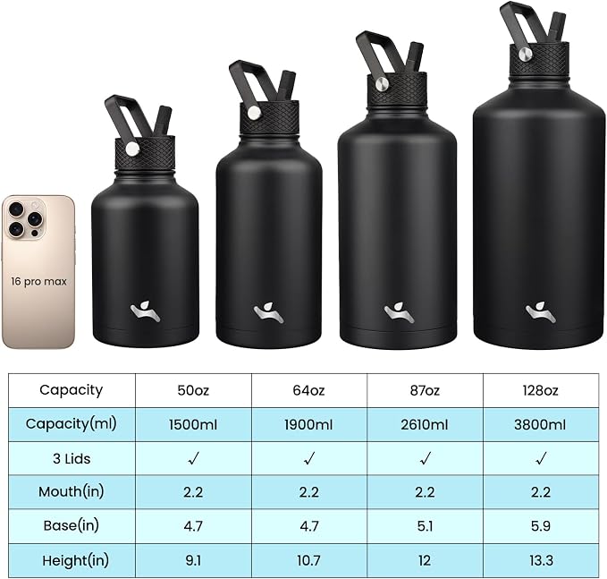 Konokyo 50 oz Insulated Stainless Steel Water Bottle Jug - Image 4