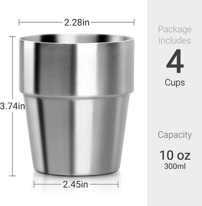 Beasea Stainless Steel Insulated Cup, 10 oz Stackable Stainless Steel Cups Set - Image 3