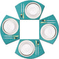 PIGCHCY Wedge Shaped Placemats for Dining Table Cross-Weave Washable Vinyl Placemat Heat Resistant Round Table Mats Set of 4 (Teal Blue)