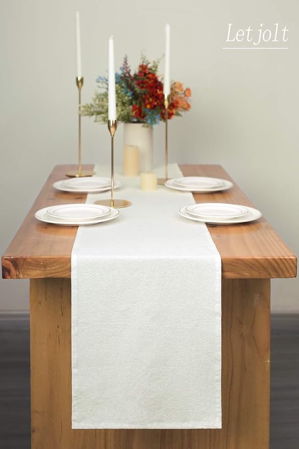 Letjolt White Table Runner 72 Inches Long | Rustic - Image 2