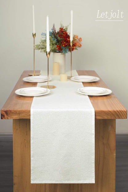 Letjolt White Table Runner 72 Inches Long | Rustic - Image 2