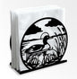 Mallard Duck Decorative Black Metal Napkin Holder for Table, 5.3" x 4.9" x 1.9" Duck Animal and Reed Standing Napkin Holder for Home Kitchen Restaurant Picnic Party Coffee Bar Dining Room