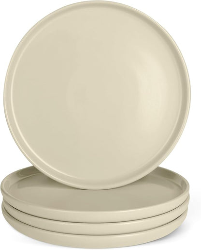 Amazon Basics Glazed Stoneware Dinner Plates, Ceramic 4-Piece Set, Microwave by AmazonBasics