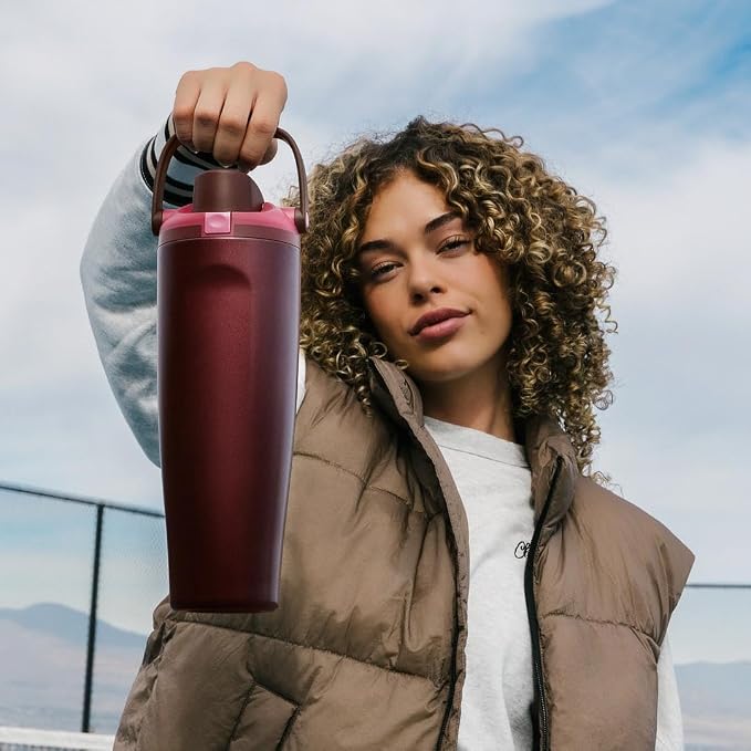 Owala FreeSip Sway Stainless Steel Water Bottle 40 oz Black Cherry - Image 8