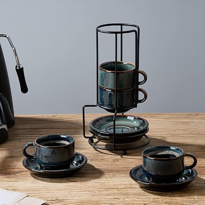JIEMEI HOME Porcelain Stackable Espresso Cups - Image 7
