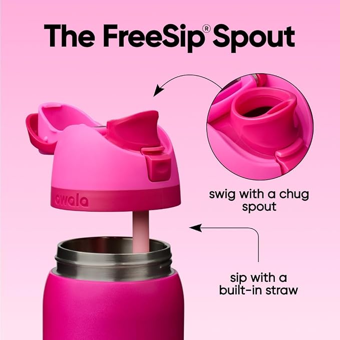 Owala FreeSip Stainless Steel Water Bottle 32 oz Read My Lips - Image 3