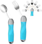 Weighted & Swivel Adaptive Utensils for Hand Tremors,Parkinson‘s - Comfort Grip Silverware Set, Eating Aids for Arthritis, Elderly & Weak Hands (Spoon & Fork)